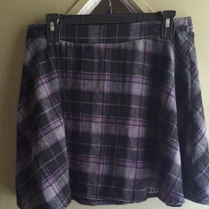 Women's Black and Purple Plaid Mini Skirt